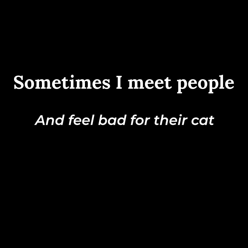 Sometimes I Meet People And Feel Bad For Their Cat  Printed T-Shirt-Black